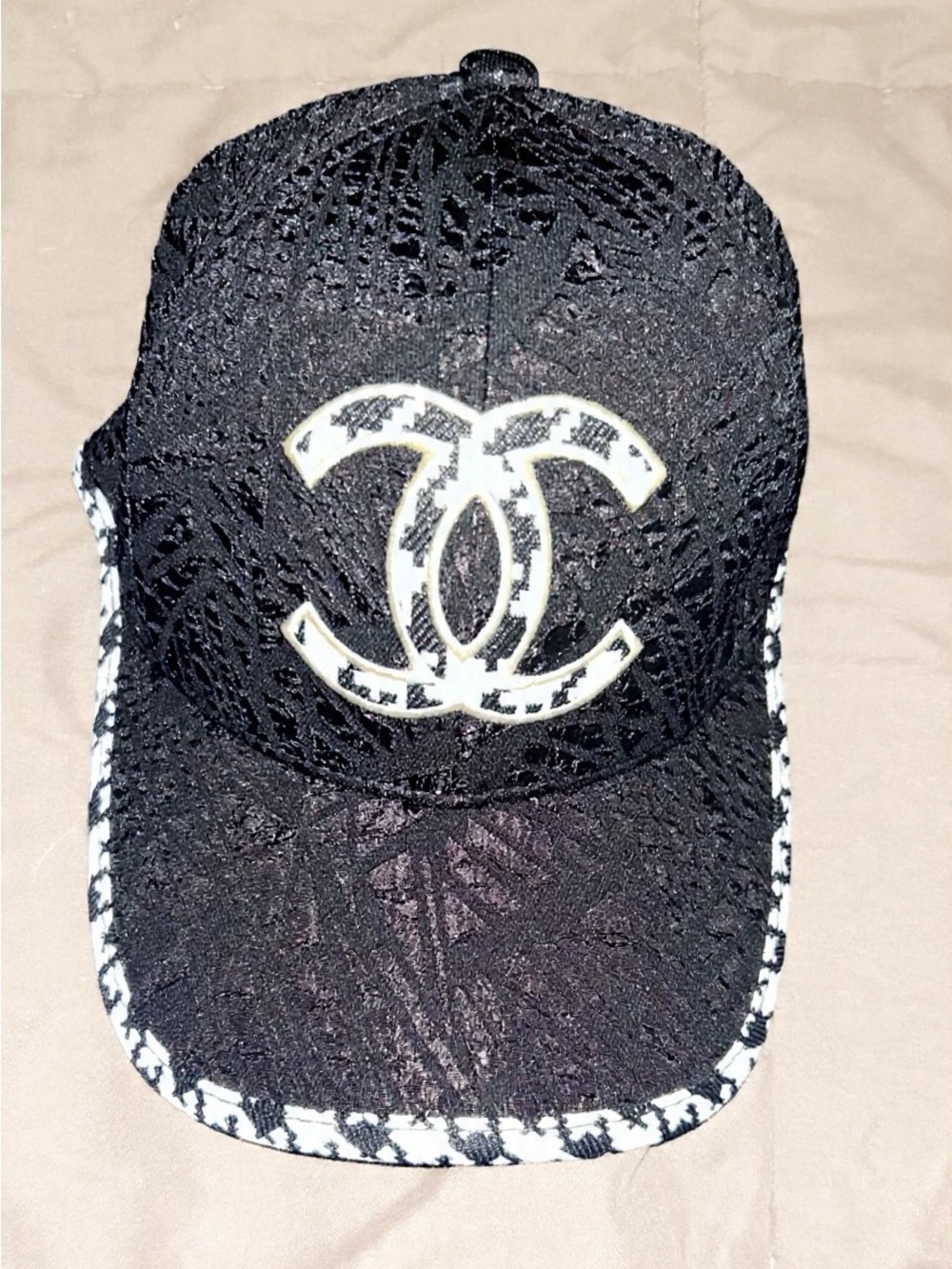 Women's Black Cap with White & Black Trim